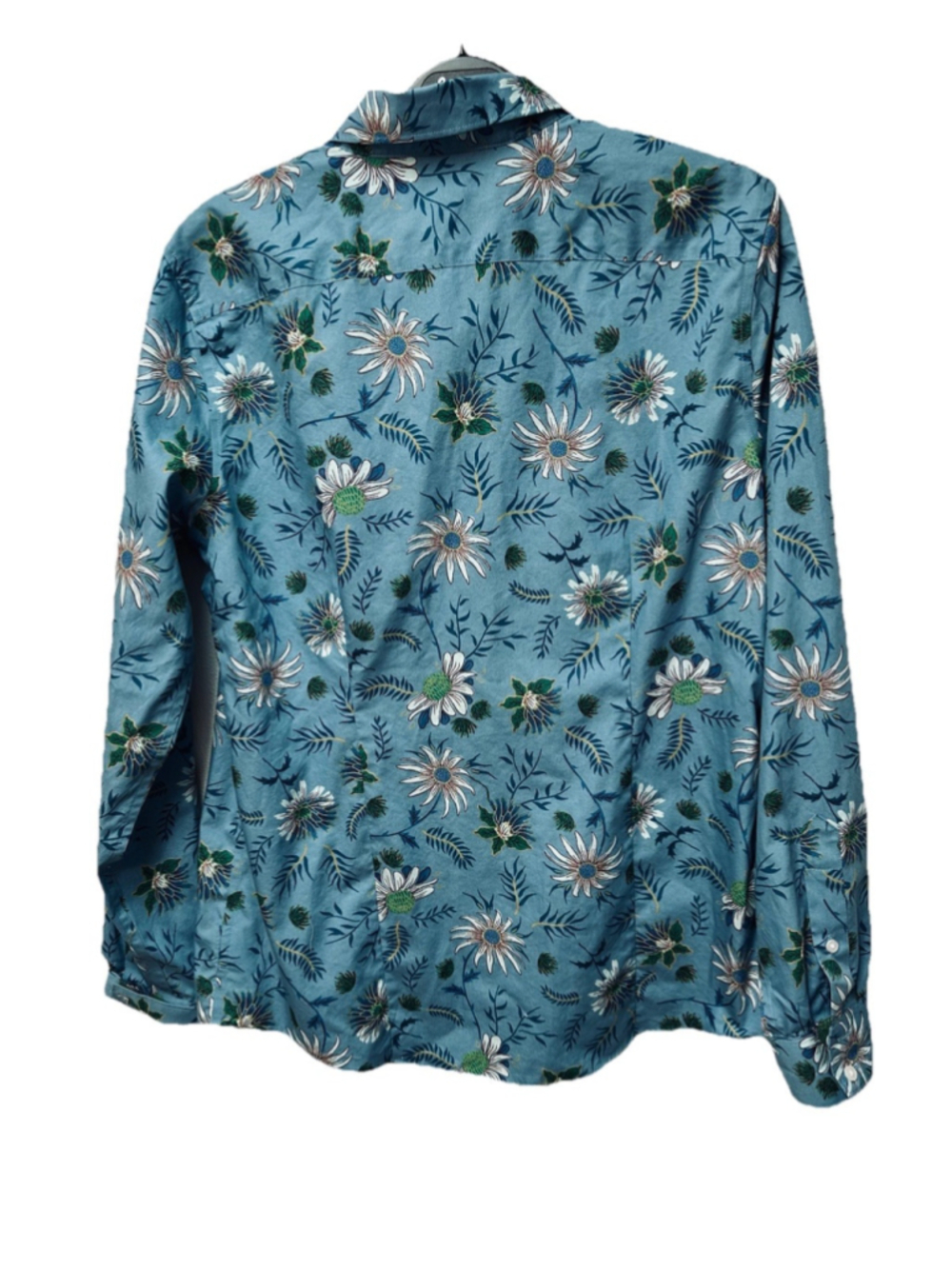 Lands End Button Up Shirt Womens 8 Cotton Multicolor / Teal Floral Long Sleeves - Picture 3 of 16